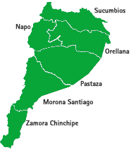 Map of Amazon Rainforest, Ecuador